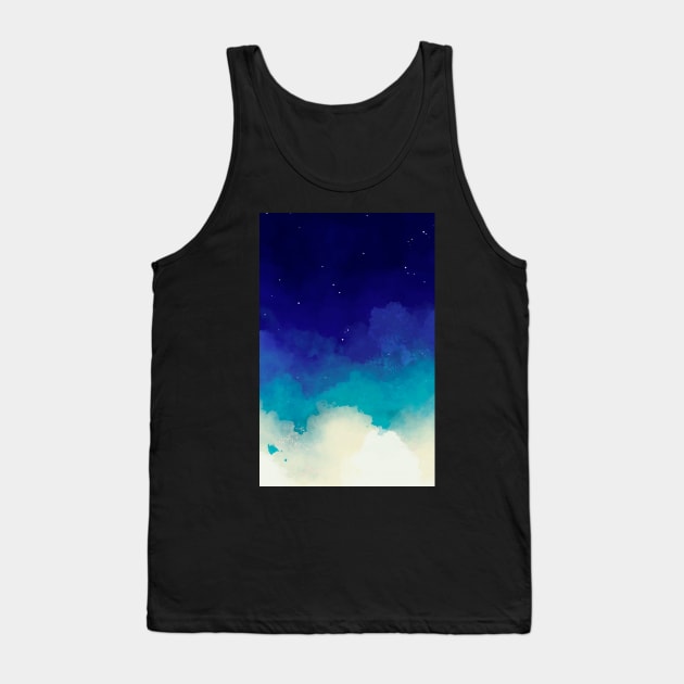 Blue watercolor starry sky background Tank Top by t-shiit